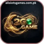2GO Game golden logo with crescent moon and green gem