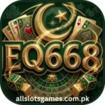 EQ668 Game logo with playing cards dice and crescent moon design